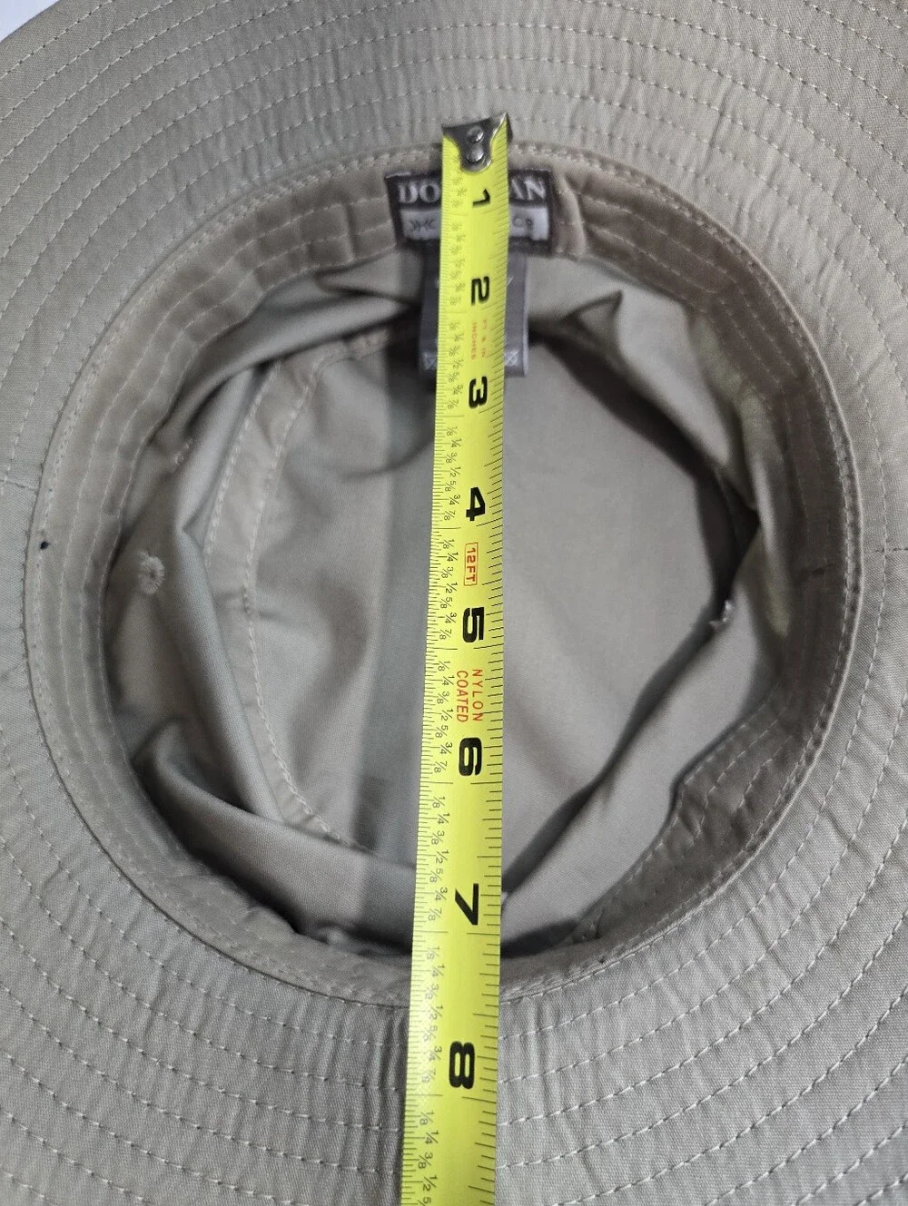 Dorfman Pacific Men's Beige Bucket Hat with Blue and Red Stripe Size Large